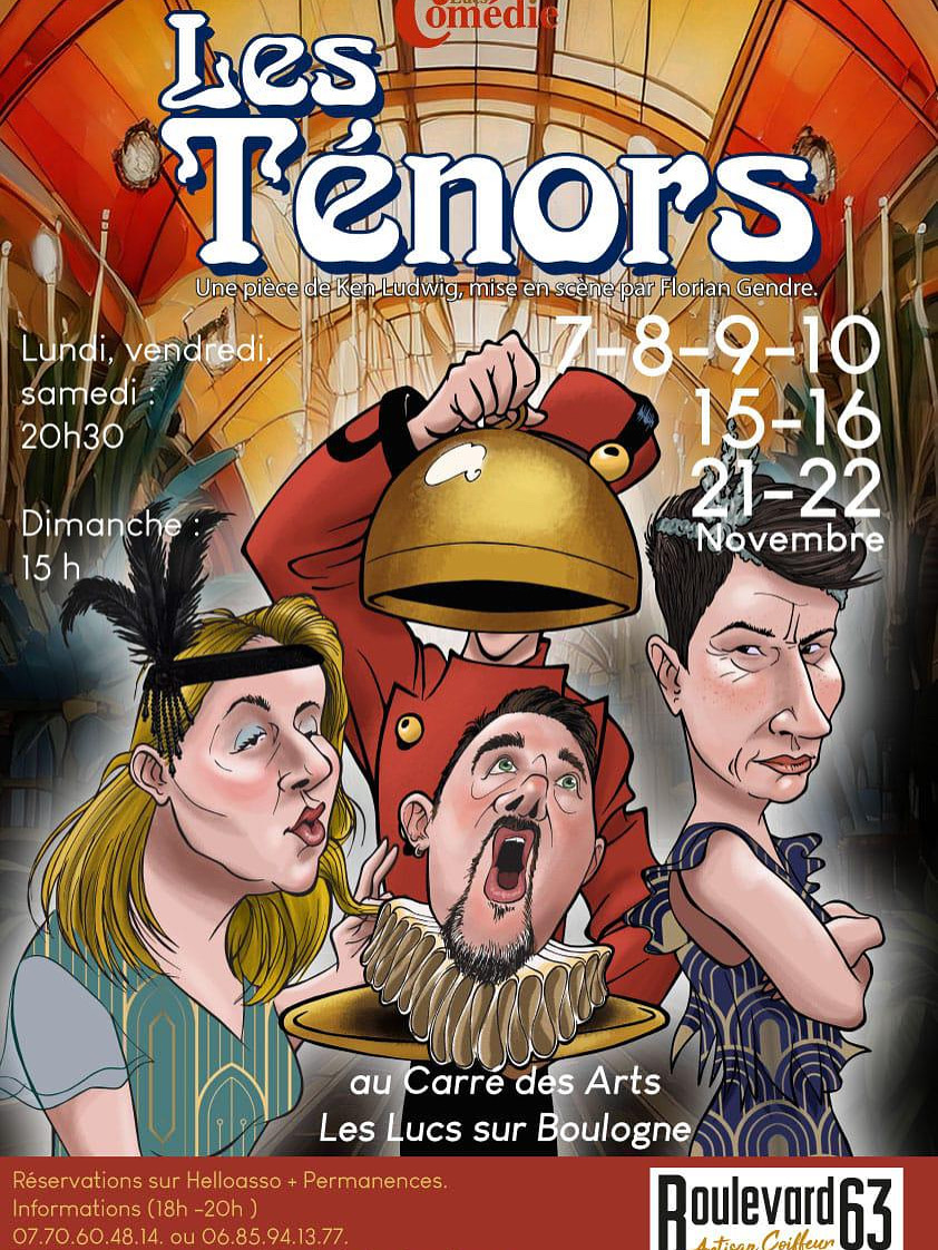 « Les Ténors » Une comédie de Ken Ludwig adaptée par Gérald Sibleyras, mise en scène par Florian Gendre C’est l’effervescence au Carré des Arts ! Nous sommes en 1920... C'est la première d'Otello de Verdi, tout le monde attend Tito Mirelli, la star italienne des ténors. Le théâtre fait salle comble pour cet opéra évènement. Malheureusement, Tito est malade et ne pourra pas chanter. Pour la directrice de l'opéra, il n'est pas question d'annuler et elle n'aura pas de meilleure idée que de pousser Max, son assistant, à le remplacer au pied levé ! Les ennuis commencent... Vendredi 7 novembre à 20h30 Samedi 8 novembre à 20h30 Dimanche 9 novembre à 15h00 Lundi 10 novembre à 20h30 Samedi 15 novembre à 20h30 Dimanche 16 novembre à 15h00 Vendredi 21 novembre à 20h30 Samedi 22 novembre à 20h30 Réservation à partir du 4 octobre sur Helloasso : https://www.helloasso.com/associations/les-lucs-comedie Permanences au Carré des Arts de 10h00 à 12h00 : Samedi 11 octobre Samedi 18 octobre Samedi 25 octobre Renseignements : 07 70 60 48 14 ou 06 85 94 13 77 Mail : leslucscomedie@gmail.com Tarifs Adulte : 8,50 EUR Enfant (- 12 ans) : 6 EUR
